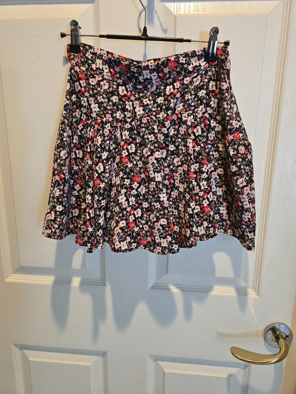 Zara Black Floral Mini Skirt with Pink & White Flowers